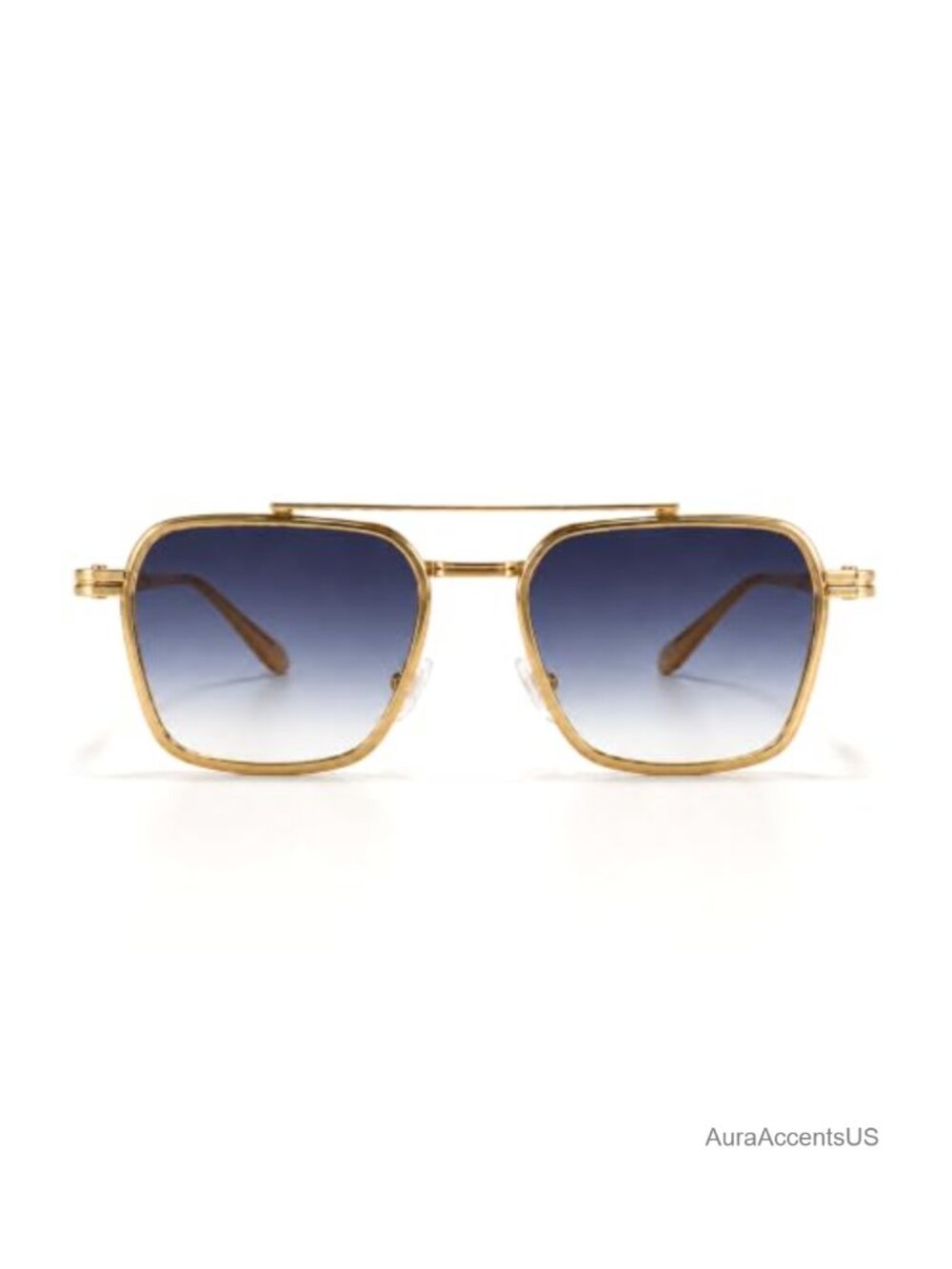 Retro Square Aviator Sunglasses Oversized Gold Metal Frame - Picture 2 of 6